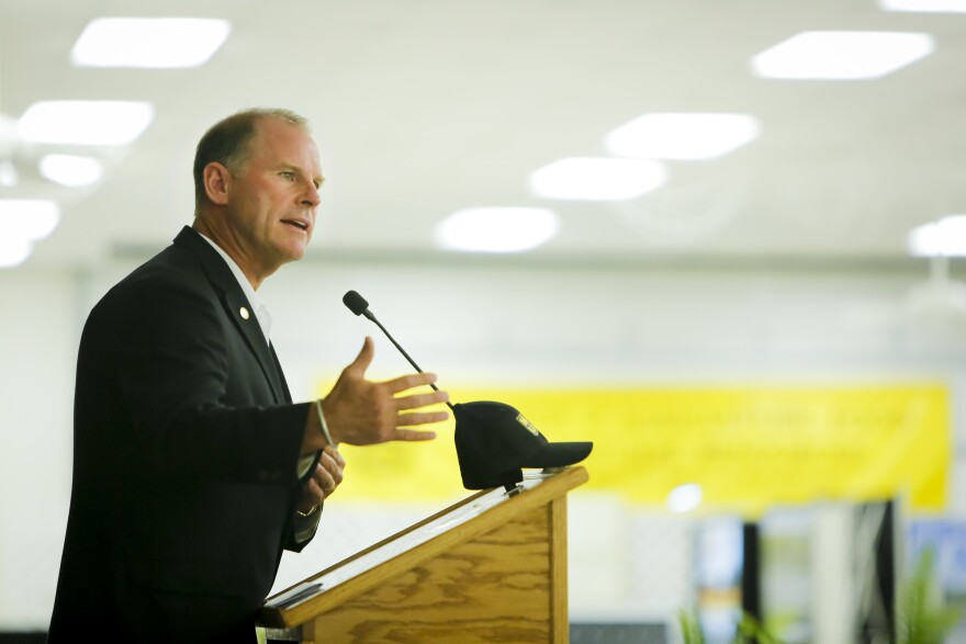 The 53rd Annual Fisher Delta Field Day was held at the center near Portageville on Sept. 2, 2014. The morning started with a breakfast and led into educational talks and tours around the center.

UM System President Tim Wolfe speaks to the crowd.

Photo by Kyle Spradley | © 2014 - Curators of the University of Missouri