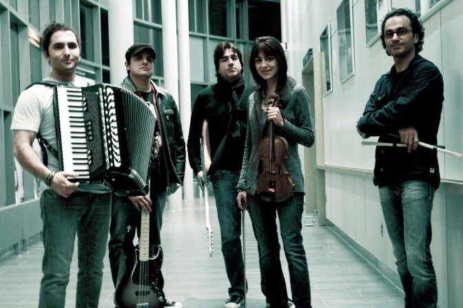 Promotional still of the Iranian band, Kiosk.