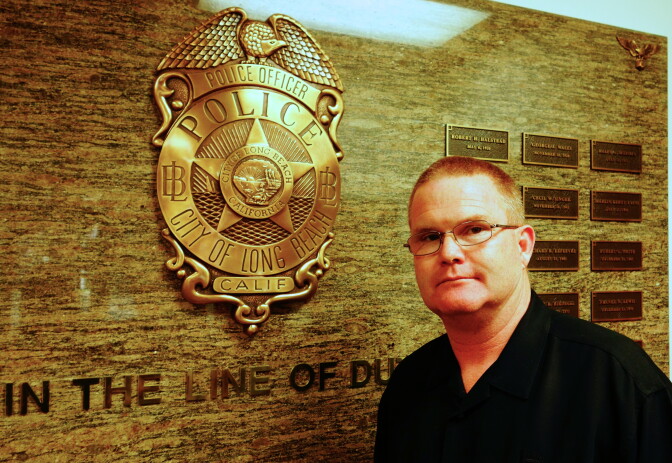 Steven James, president of the Long Beach Police Officers Association, says his members were the first of the city unions to agree to put more of their paycheck into their pensions.