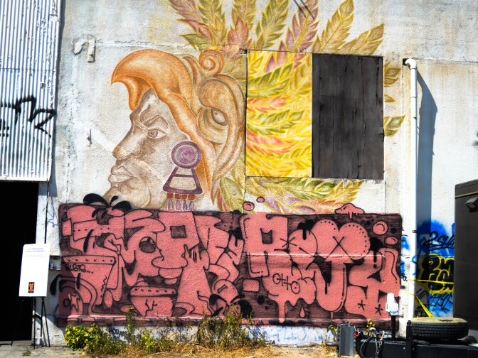 A mural at the entrance to the Lucha Underground studio.