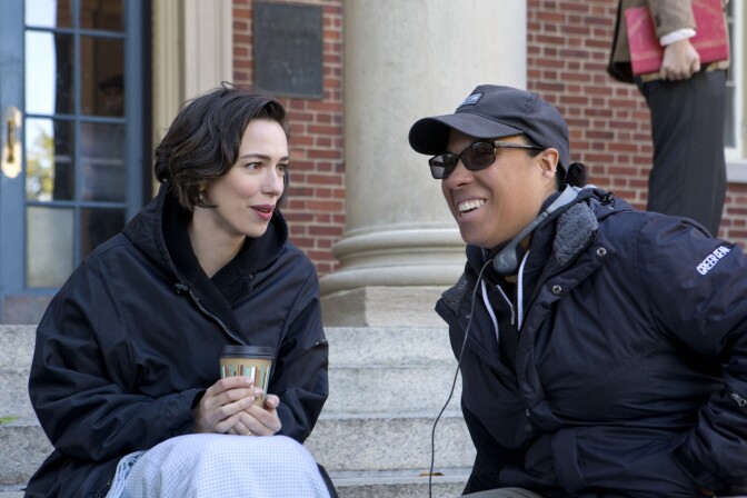 PMWW_00247_R
Actor Rebecca Hall and director Angela Robinson on the set of PROFESSOR MARSTON AND THE WONDER WOMEN, an Annapurna Pictures release.
Credit: Claire Folger / Annapurna Pictures 
