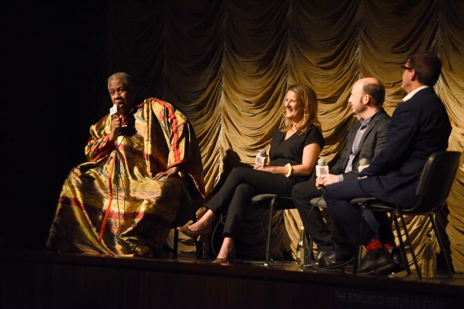 LOS ANGELES, CA - MAY 10:  Andre Leon Talley, Kate Novack, Andrew Rossi and Josh Welsh attend Film Independent at LACMA hosts special screening of "Gospel According To Andre" at Bing Theater At LACMA on May 10, 2018 in Los Angeles, California.  (Photo by Araya Diaz/Getty Images)
