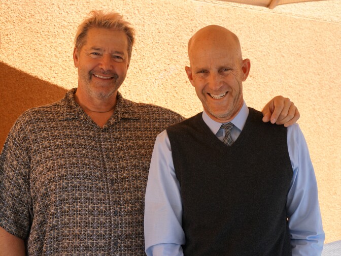 Jack FGrisham of TSOL, left, with The Frame host, John Horn.