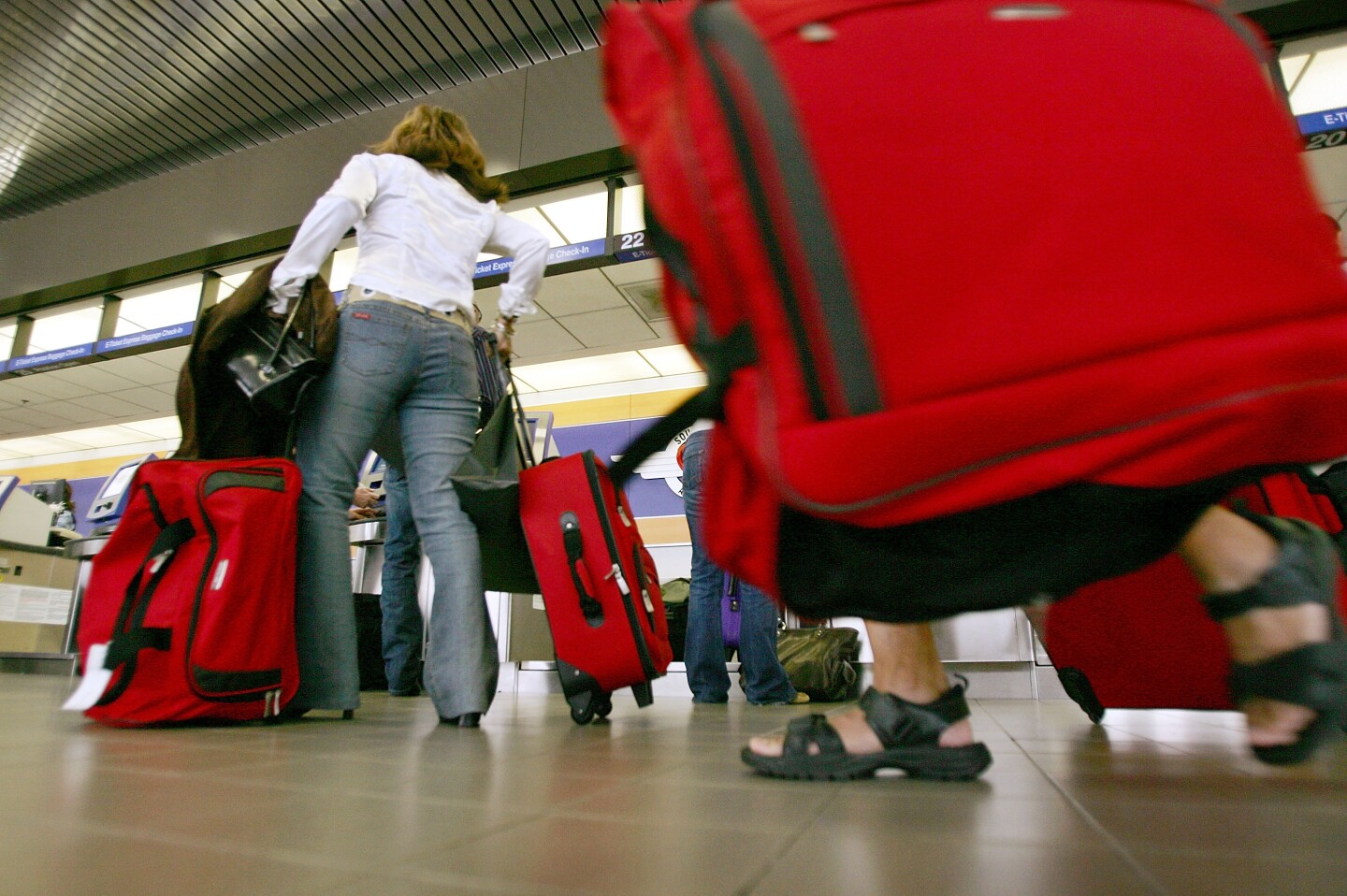 Travelers make their way through Los Angeles International Airport (LAX), 2005.