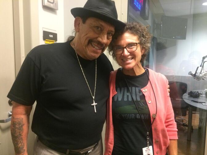 Actor Danny Trejo with Take Two host Alex Cohen at KPCC.