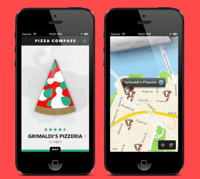 Image of the Pizza Compass app. 