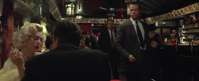 Brenda Bakke, Kevin Spacey, and Guy Pearce in the real Formosa Cafe in "LA Confidential."