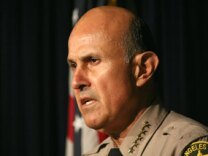 Sheriff Lee Baca at a press conference at the Los Angeles Sheriffs Department June 8, 2007 in Monterey Park, California.