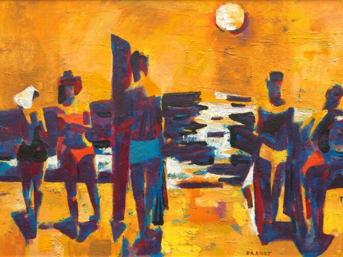 Rex Brandt, Surfriders, 1959. Oil on canvas, 26 x 36 inches. E. Gene Crain Collection