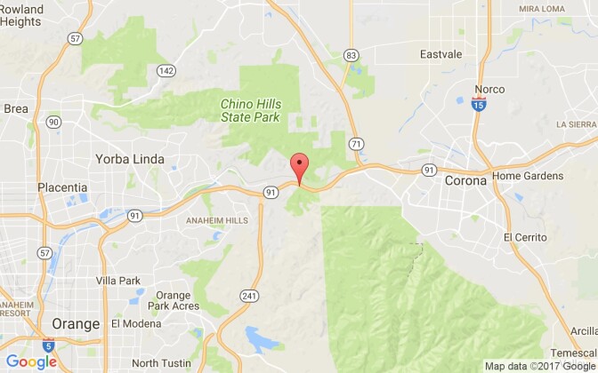 The location of the Canyon Fire, burning on Monday, Sept. 25, 2017.