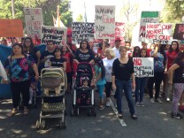 About 1500 people marched in the east San Fernando Valley to commemorate civil rights leader Cesar Chavez.