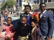 Pauline Anukondem, 24, with her family after the Cameroon native was sworn in as a U.S. citizen.