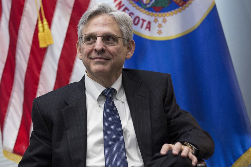 WASHINGTON, DC - MARCH 30: U.S. Supreme Court nominee Merrick Garland looks on during a photo opportunity before a private meeting with Sen. Al Franken (D-MN) in Franken's office on Capitol Hill, March 30, 2016 in Washington, DC. Yesterday, Senator Mark Kirk (R-IL) became the first  Republican lawmaker to meet with Garland, who was nominated by President Obama to fill the Supreme Court vacancy created by the death of Antonin Scalia. (Photo by Drew Angerer/Getty Images)