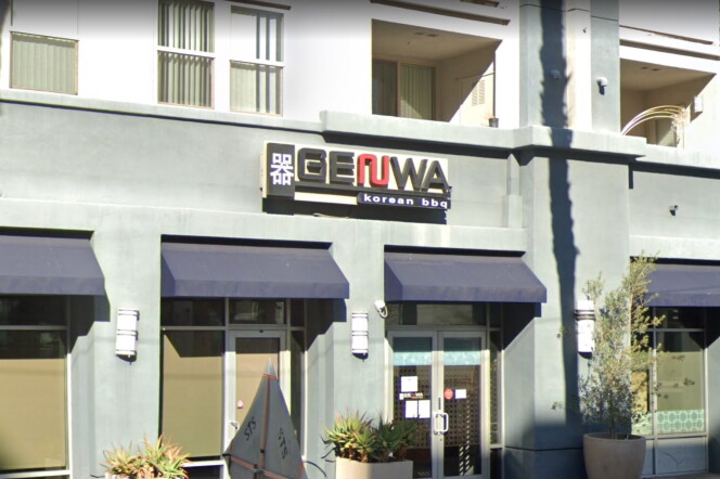 A few of the outside of Genwa KBBQ with the sign above.