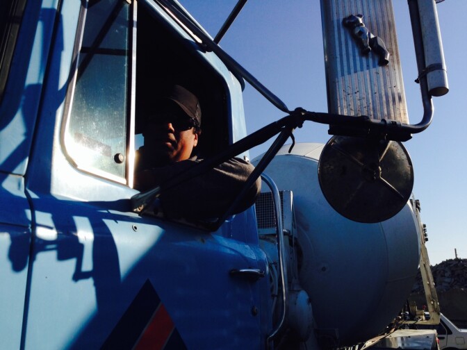 Salvador Blanco drives a cement truck for CalPortland and plans to work a 15 hour day for the concrete pour this weekend.