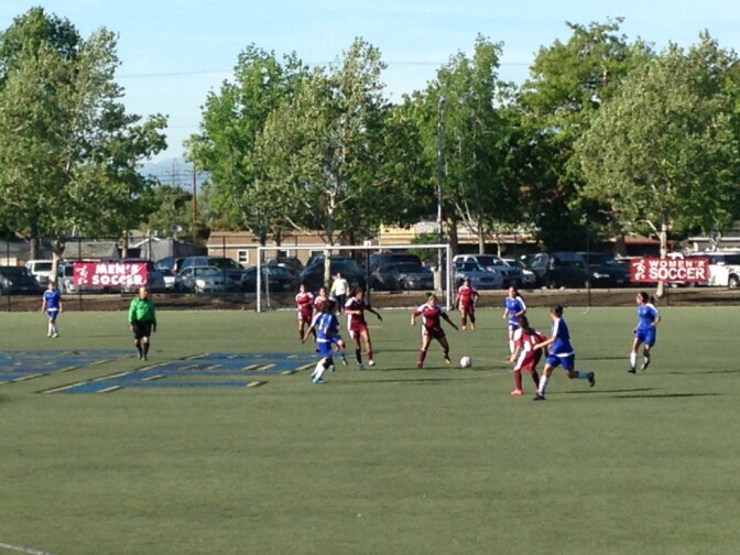Female soccer players show off their skills in Bell Gardens as part of the MexGames.