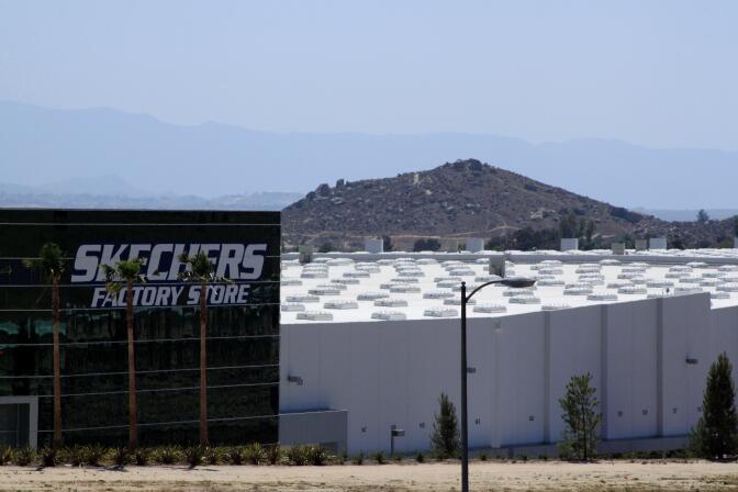 The Skechers distribution center in Moreno Valley as seen from the 60 freeway. 