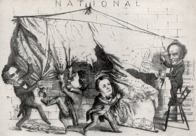 Abraham Lincoln, Douglas, Breckinridge, and Bell: the four candidates vying for office in the 1860 presidential campaign. Library of Congress.