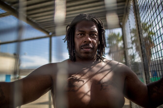 Charles Moore of Oakland is an inmate in the Security Housing Unit at Corcoran State Prison. There is a "step-down" program that would allow prisoners to re-enter the general population from the SHU, but few have made the jump.