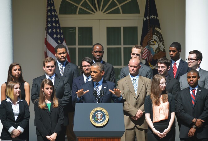 US President Barack Obama speaks on student loans on May 31, 2013 in the Rose Garden of the White House in Washington, DC.