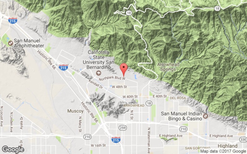This Google Maps screenshot shows the location of North Park Elementary School in San Bernardino, the location of a shooting on April 10, 2017.