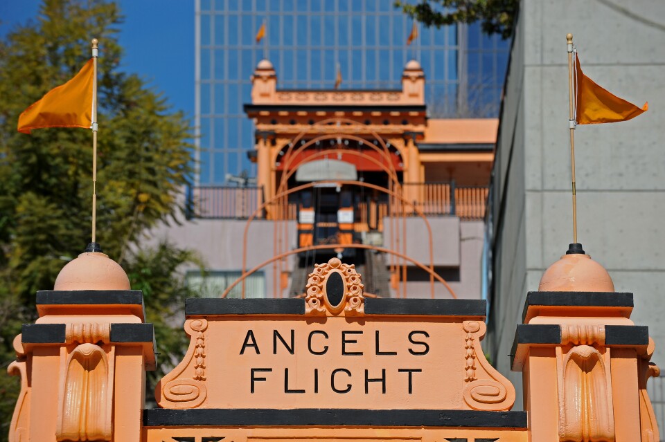 The Angels Flight Railway ferries passengers up and down Bunker Hill in downtown Los Angeles March, 15, 2010.