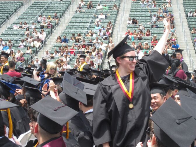 CSU Dominguez Hills staged four ceremonies on Friday to accommodate its 3,500 graduates along with their friends and family.