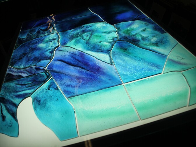 Detail of a glass fusing project at the Judson Studios in Highland Park. 