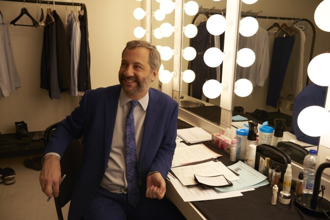 Judd Apatow backstage at his comedy special, "The Return." 