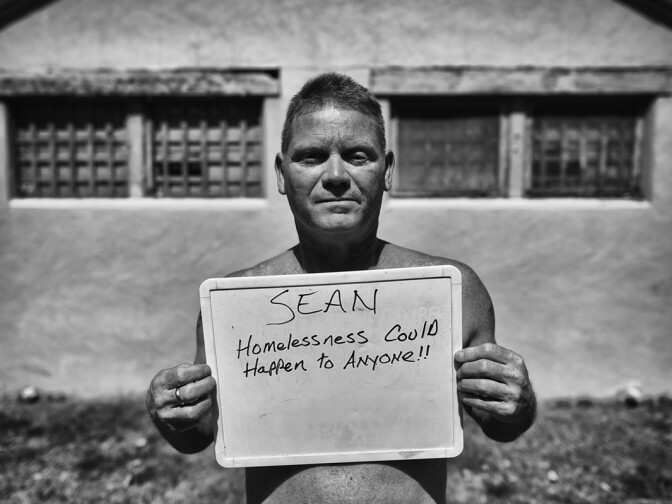 Sunland-Tujunga
Sean Coorough, 51 years old, grew up in Tujunga homeless for almost 2 years. Sean wants a job and a better life. 

Sign: Sean: “Homelessness could happen to anyone!!”
(Photo by Hans Gutknecht/Los Angeles Daily News)