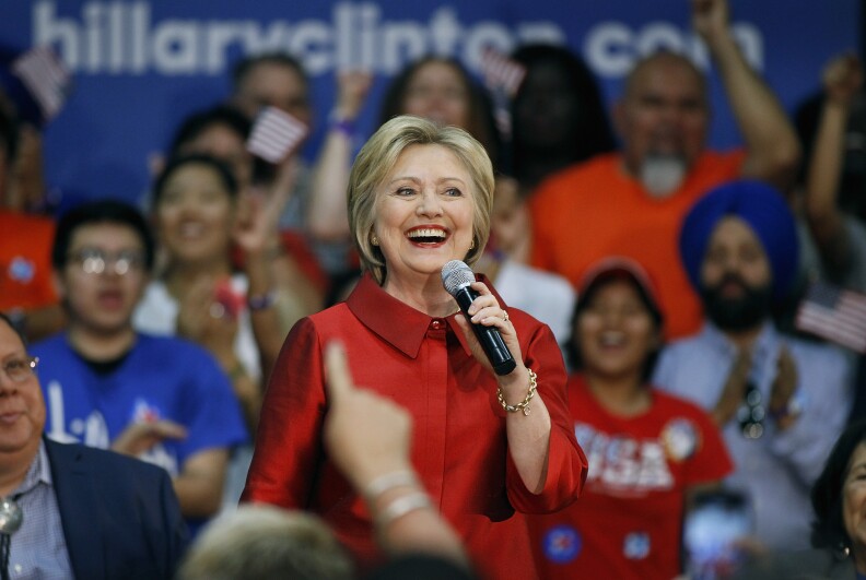 PHOENIX, AZ - MARCH 21:  Democratic presidential candidate former Secretary of State Hillary Clinton speaks during the Get Out the Vote campaign event at Carl Hayden High School on March 21, 2016 in Phoenix, Arizona.  Clinton is in Phoenix campaigning one day before the Arizona Primary. (Photo by Ralph Freso/Getty Images)