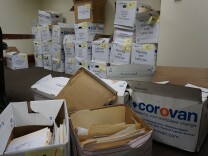 A photo of documents recovered from former city councilman Tom LaBonge's office - the boxes were bound for the shredder. 