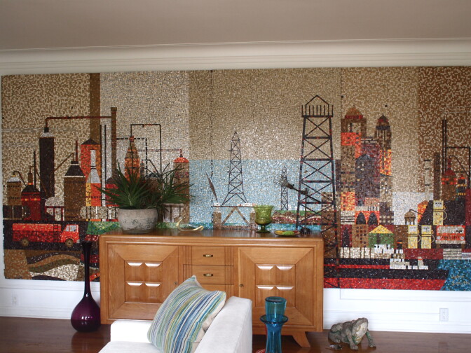 The mysterious mural by John Smith measures 15 feet wide and nearly 7 feet high. 