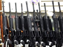 Various AR-15 rifles for sale in the shop at On Target shooting range in Laguna Niguel on Saturday, April 12 2014. 