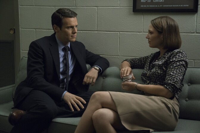 Jonathan Groff and Anna Torv in "Mindhunter."
