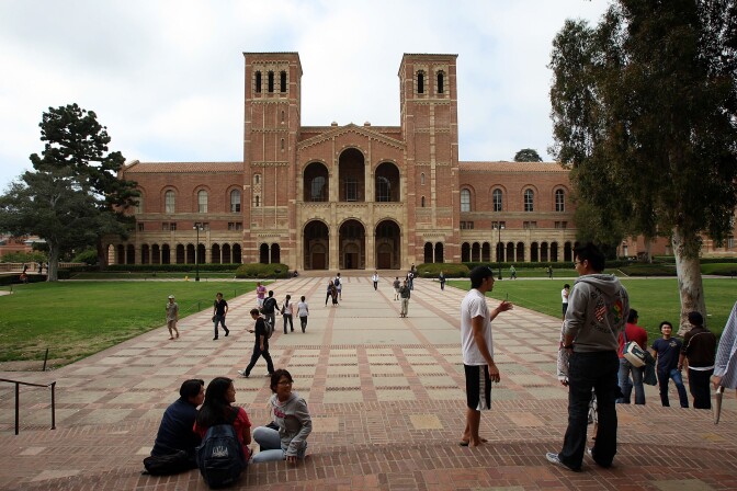 Students go about their business at University of California, Los Angeles (UCLA).