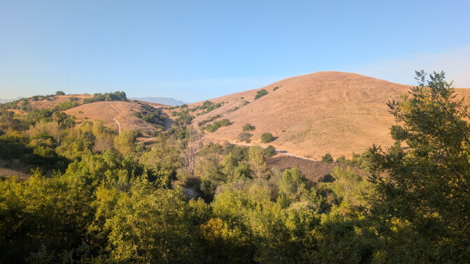 Rolling hillsides during sunset