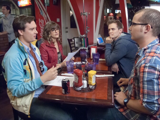 From left to right: Michael Swaim, Katie Willert, Soren Bowie and Dan O'Brien during a taping of "Cracked After Hours." Cracked has at least two webseries and is planning to produce more this year. 