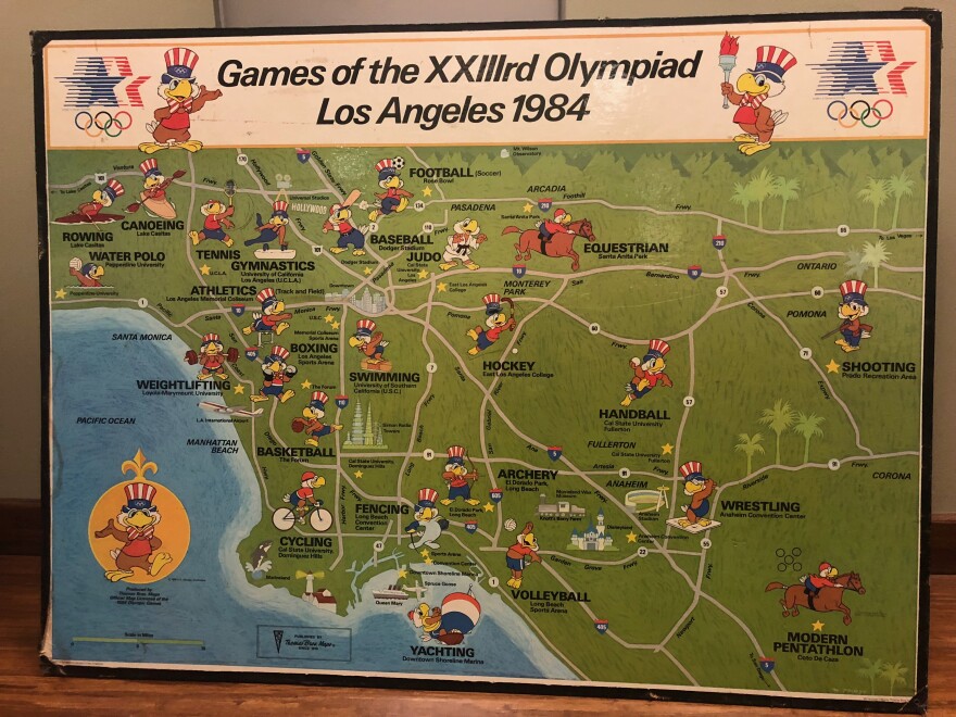 The 1984 Thomas Guide Los Angeles Olympic Games wall map. Thomas Bros. Maps were the official mapmaker for the Olympics in L.A.