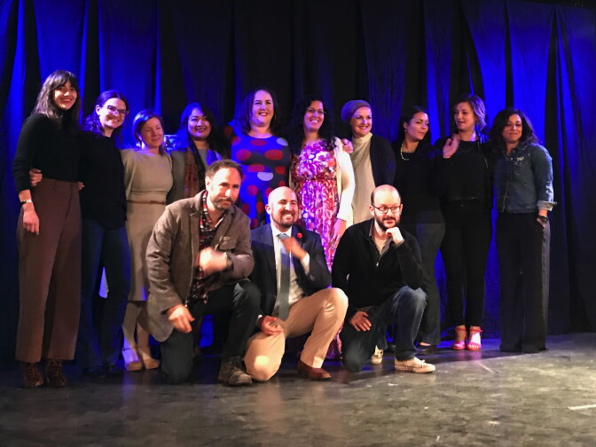 Speakers and organizers of IKAR and NewGround’s "Everyone has a Story" line up for a group picture.