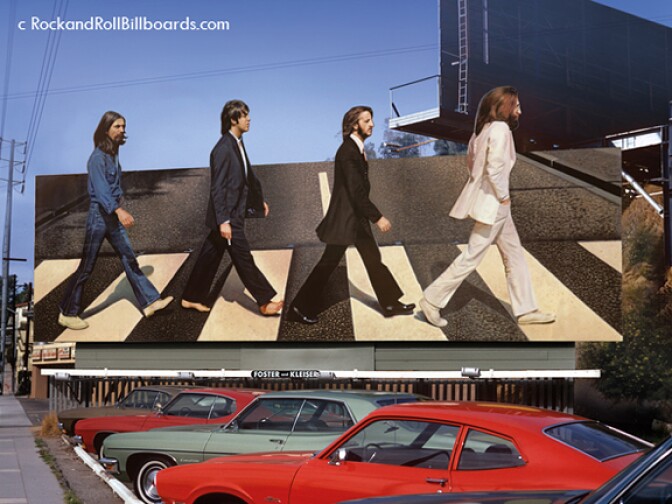 Billboard for Beatles Abbey Road record circa 1969 on the Sunset Strip