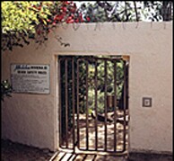 A beach access gate in Malibu.