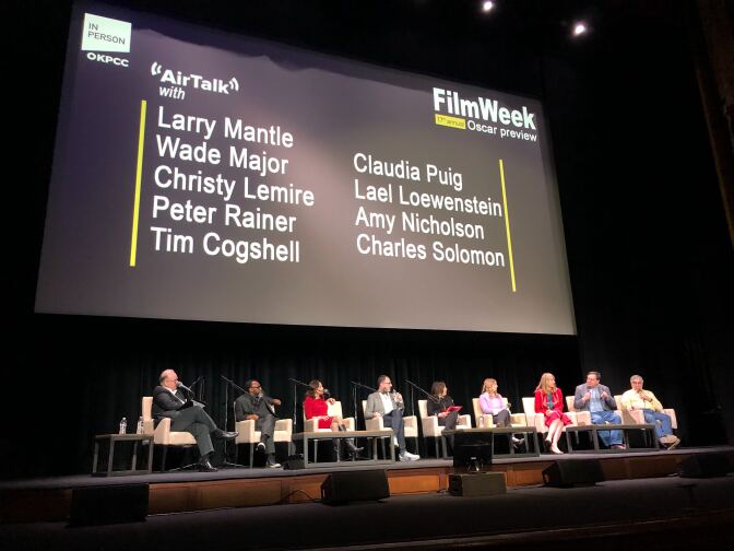 Larry Mantle and the FilmWeek critics at the 17th Annual FilmWeek Academy Awards Preview Show on Sunday, February 17th, 2019 at the Theatre at Ace Hotel in Downtown Los Angeles.