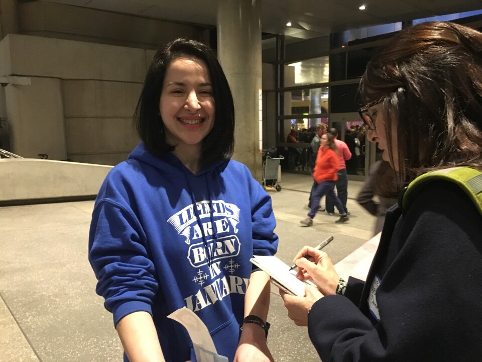 Neda Daemi, 28, is a green card holder who lives in Irvine. She was traveling back to Los Angeles on Saturday, Jan. 28, 2017 after visiting family in Iran, when she was stopped by immigration agents.