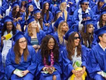 Students gather before graduation at Santa Monica College on June 11th, 2013.
