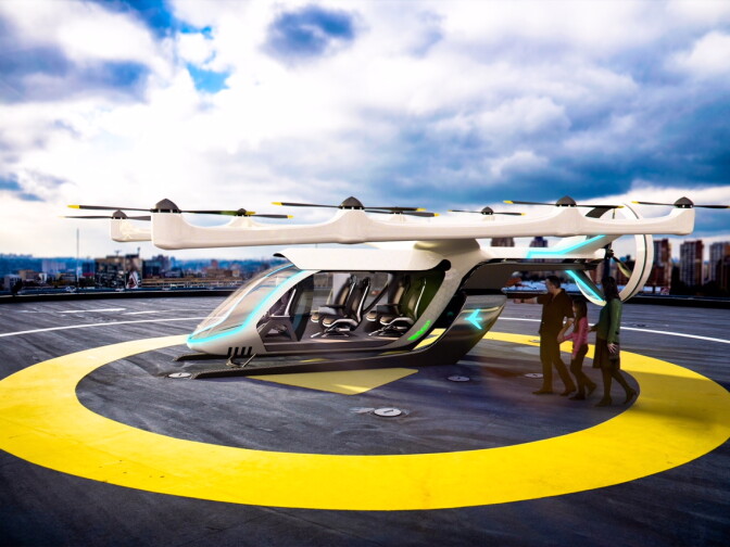Embraer's electric vertical takeoff and landing vehicle could be used to fly passengers in a ride-hail service in Los Angeles by 2023.