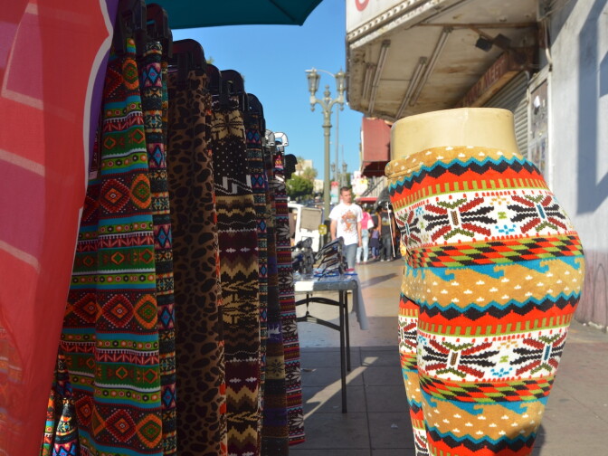 Vendors on Alvarado Street will lay our their goods on tarps or in boxes, but some bring mannequins for mini shop displays on the sidewalk.