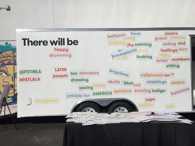 Students were instructed to choose words and phrases that resonated with them, and to add them to the side of a truck.