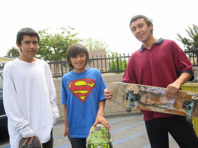 L.A. Unified shut down for its first district-wide furlough day. The Fernandez brothers, Kevin, right, Angel, and Victor attend district schools and spent the day skating.