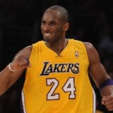 Kobe Bryant celebrates his basket during a win.